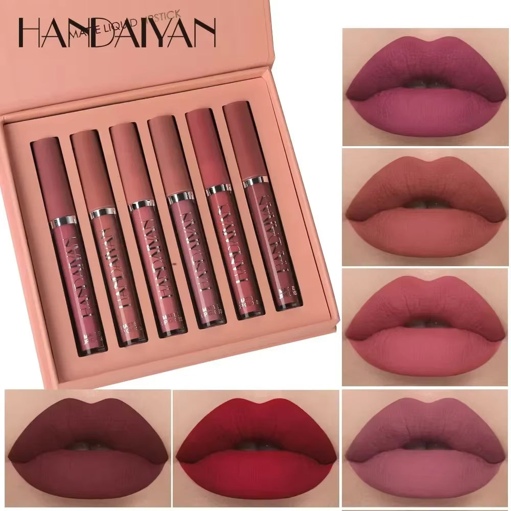 LuxeMatte™ by Handaiyan – 6-Piece Waterproof Matte Lipstick Set