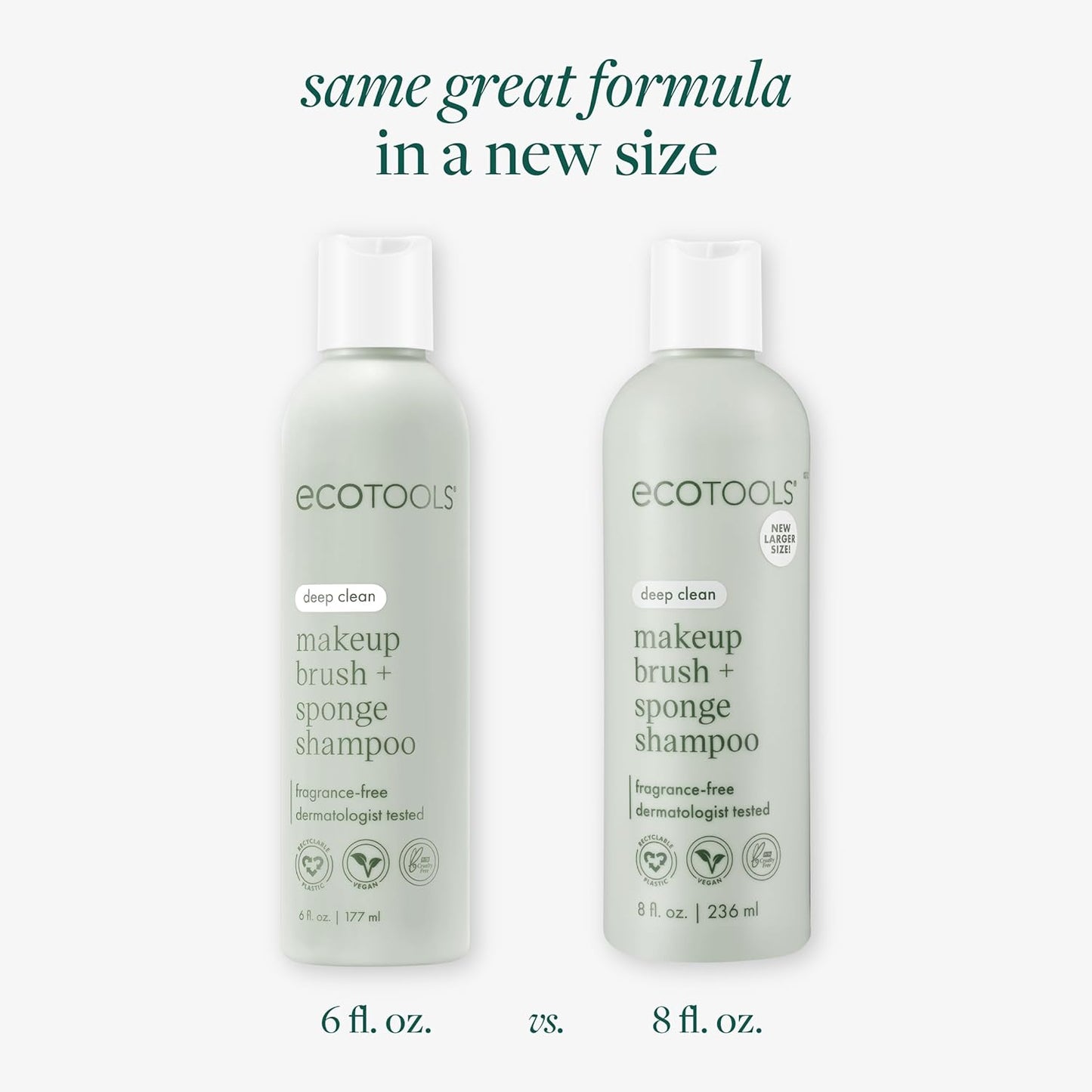 Cleanser Shampoo for Makeup Brush/Sponge/Puffs, Remove Makeup & Impurities, Fragrance-Free, No Harsh Chemicals, Vegan & Cruelty-Free, 6 Fl.Oz./177 Ml, 1 Count