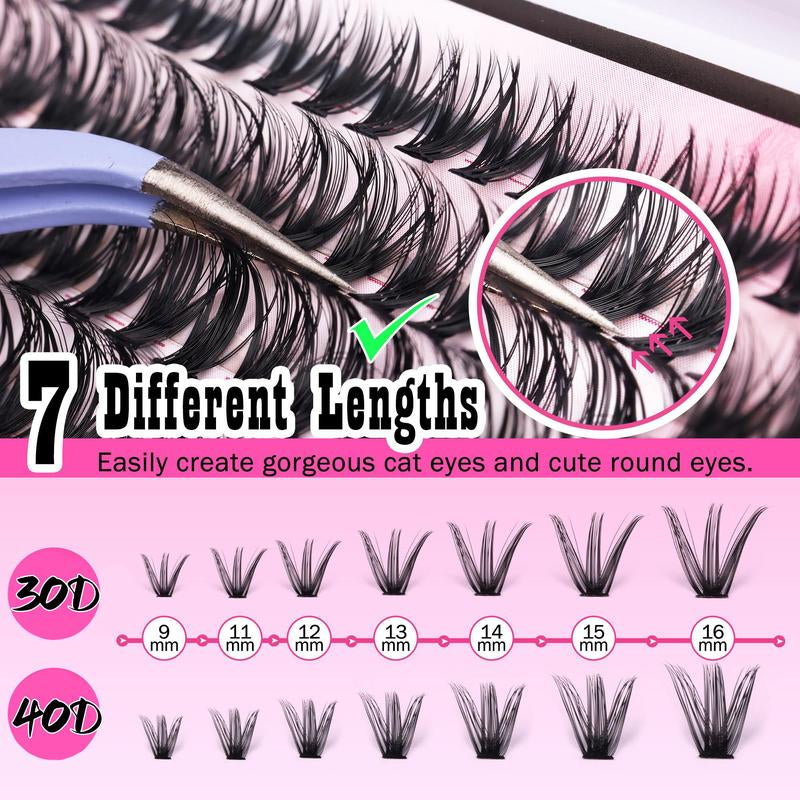 9-16mm DIY Lash Extension Kit: 280pcs Lash Clusters [Bond & Seal, Tweezers]
