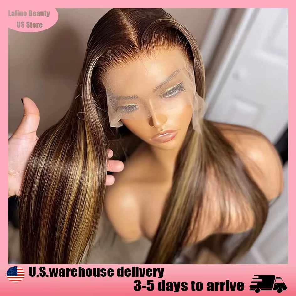 Straight Highlight Wig Human Hair Hd Lace Wig 13X6 Human Hair Ombre Honey Blonde Colored Straight Lace Front Wigs Human Hair