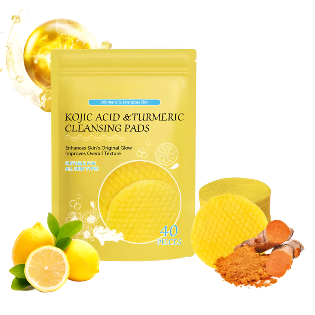 GlowClean™ Kojic Acid & Turmeric Exfoliating Pads – 40/50Pcs Daily Facial Cleansing & Skin Care